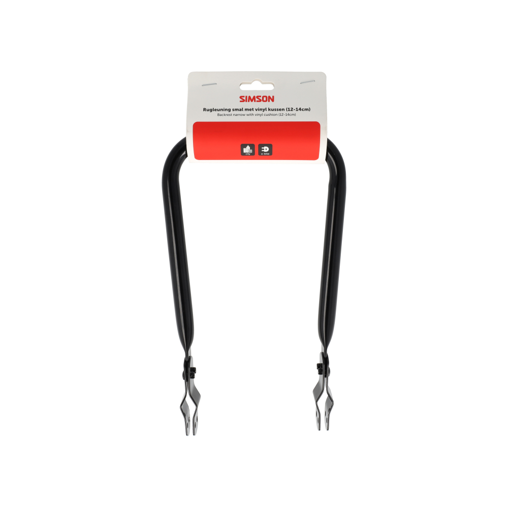 Support dorsal pour porte-bagages Simson 14 cm Noir avec coussin de dossier en vinyle.