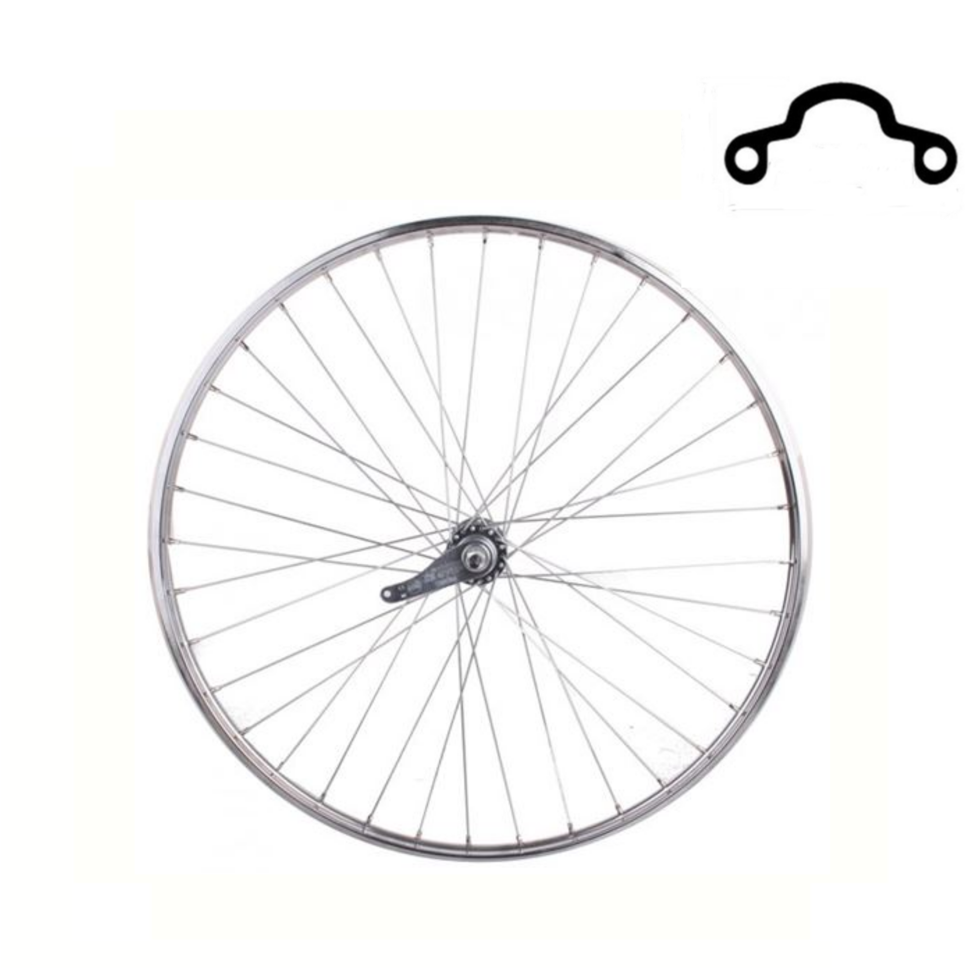 Roue arrière 28x1 1/2 KT, moyeu de frein, rayons 13, jante profil Westwood polie