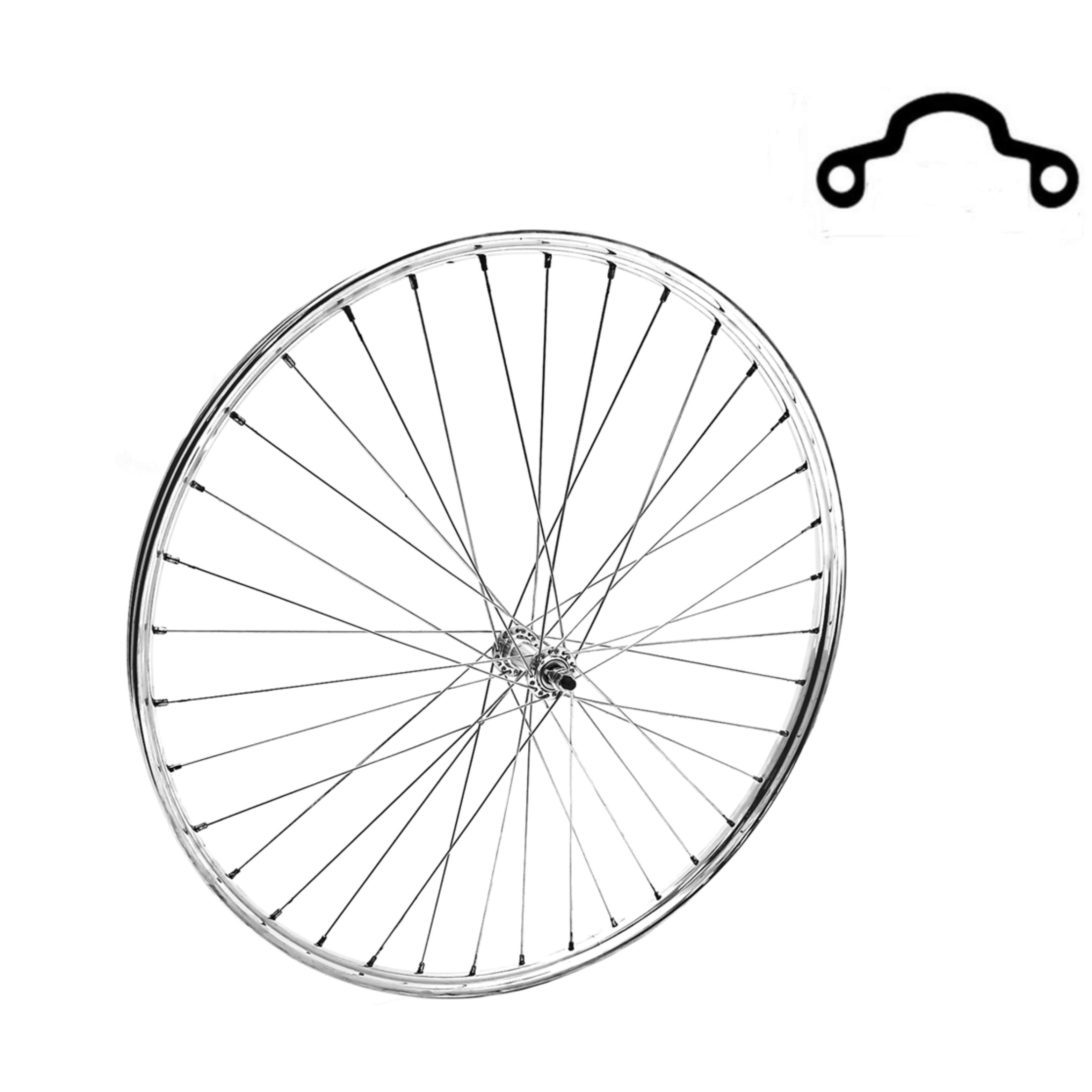 Roue avant 28x1 1/2 aluminium profil Westwood poli, moyeu avant en aluminium, rayon 13