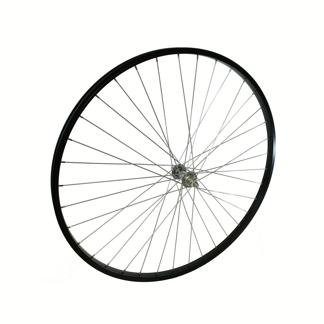 Roue avant 28x1 5/8x1 3/8 Jante aluminium noire, axe plein